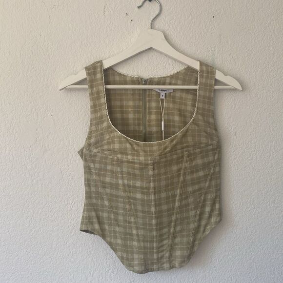 Miaou Campbell Corset Green Plaid Medium - Picture 2 of 4